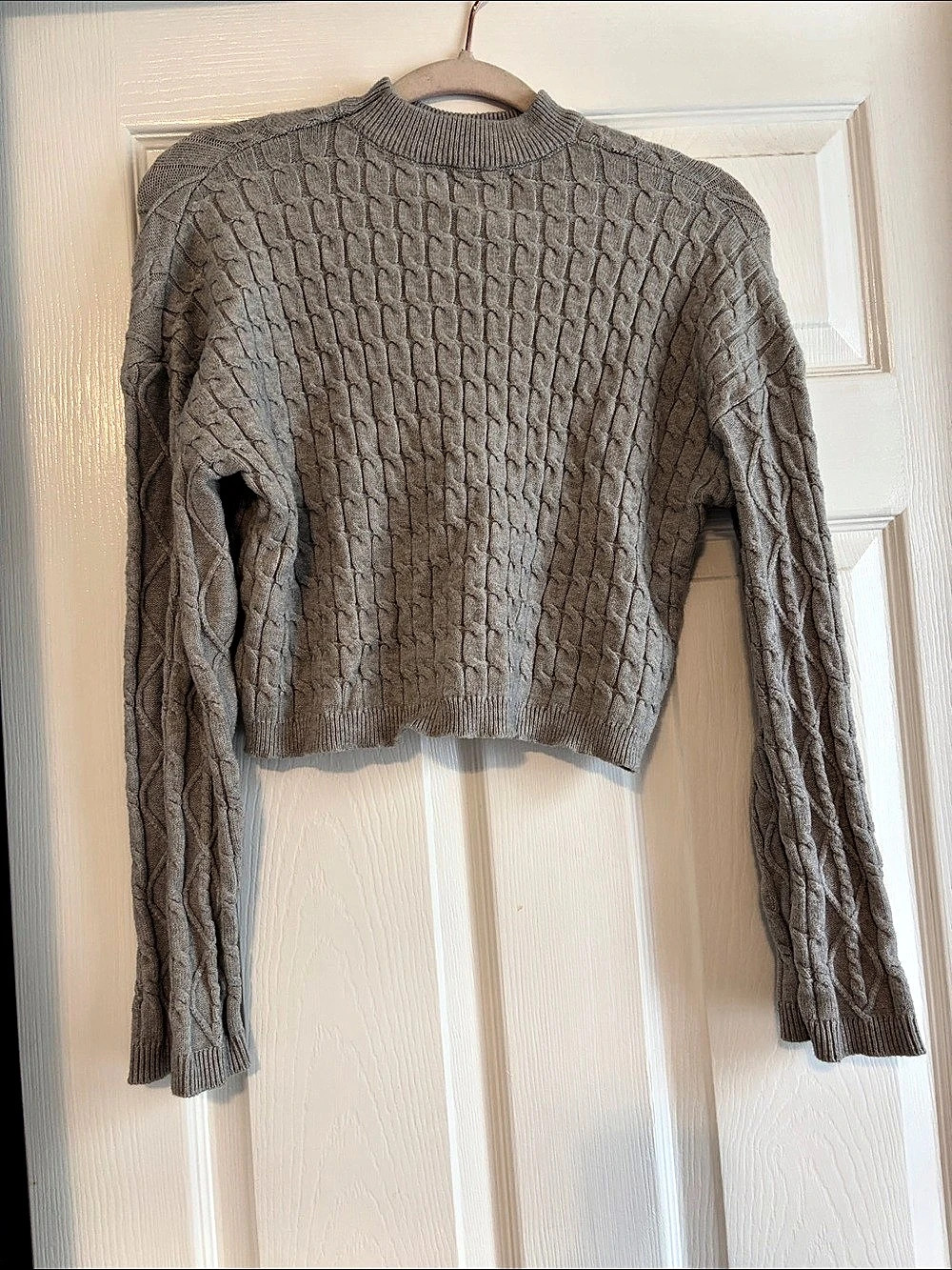 Pink Rose Cable Knit Turtleneck Gray XS Like New